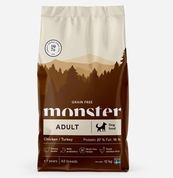 Monster Adult - Kornfrit, Kylling og Kalkun - 12kg