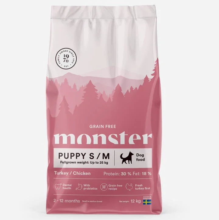 Monster Puppy Small Breed - Kornfrit, kylling og kalkun - 12kg økonomisk