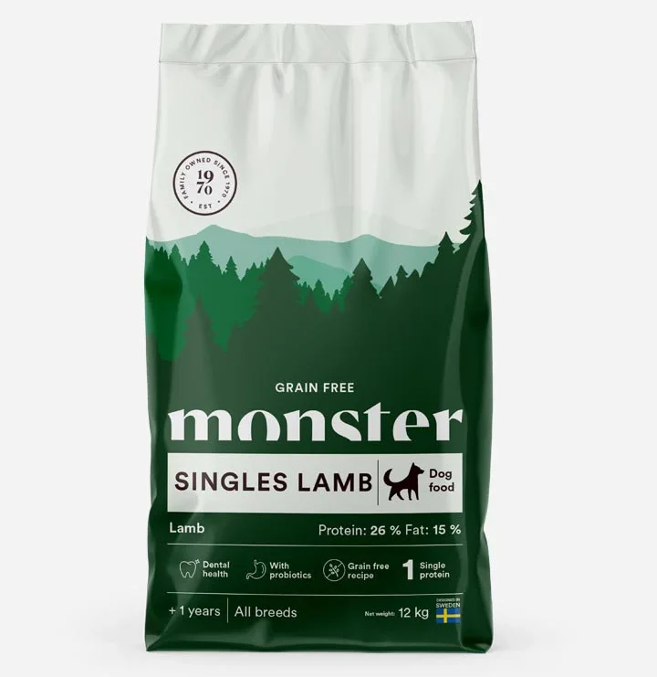 Monster Singles - Kornfrit og Lam - 12kg