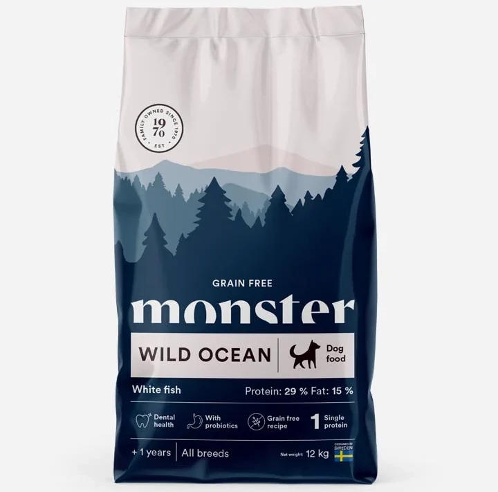 Monster Wild Ocean (Sensitive) - Kornfrit og Hvid fisk - 12kg hundefoder med hvid fisk